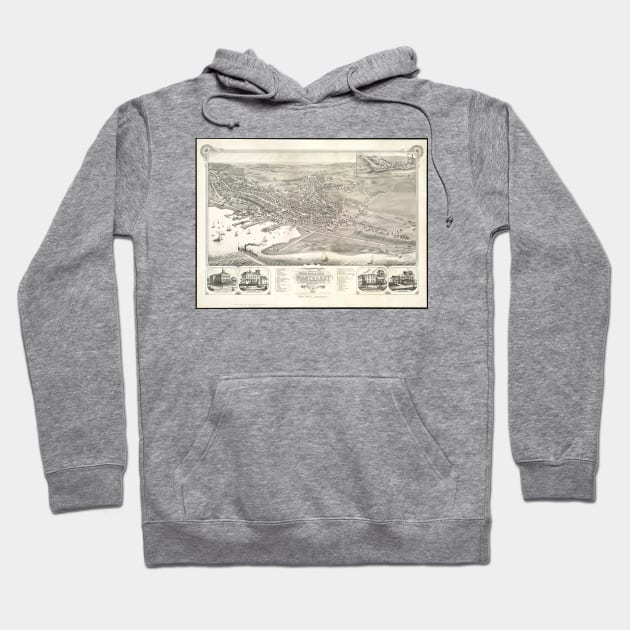 Vintage Pictorial Map of Nantucket (1881) Hoodie by Bravuramedia